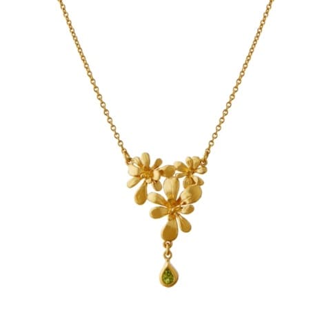 Rosette Necklace with Green Peridot Charm